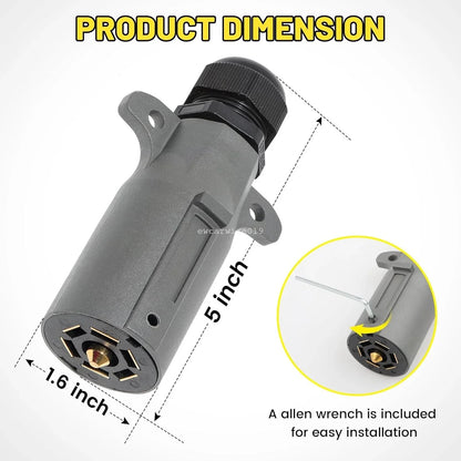 7 Pin Blade Round Trailer Connector for RV - Waterproof and Sealed