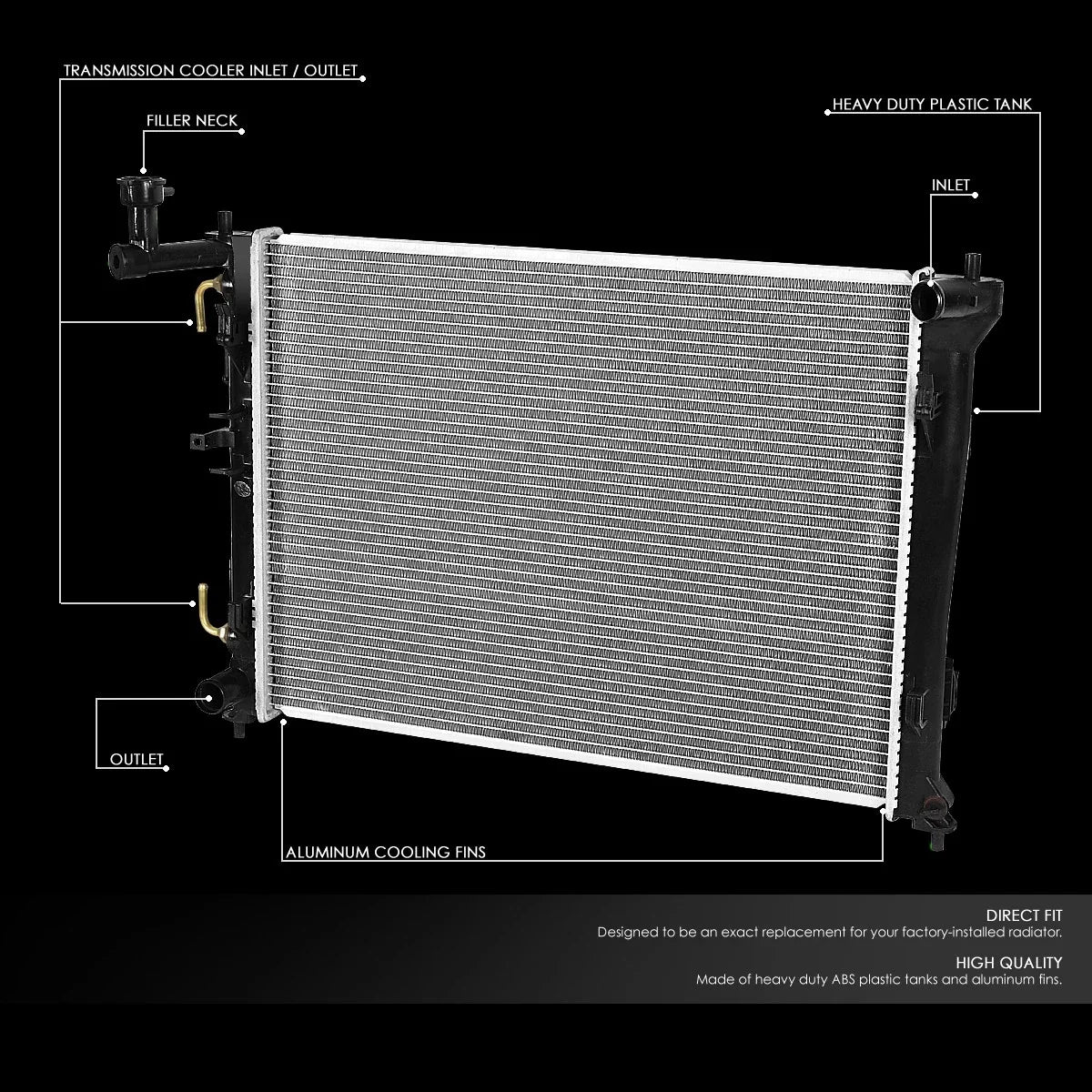 Aluminum Core Cooling Radiator for Hyundai Elantra (2007–2012) DPI 2928