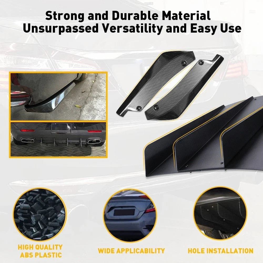 Rear Bumper Diffuser with 4-Fin Splitter Lip and Spats - Universal Fit