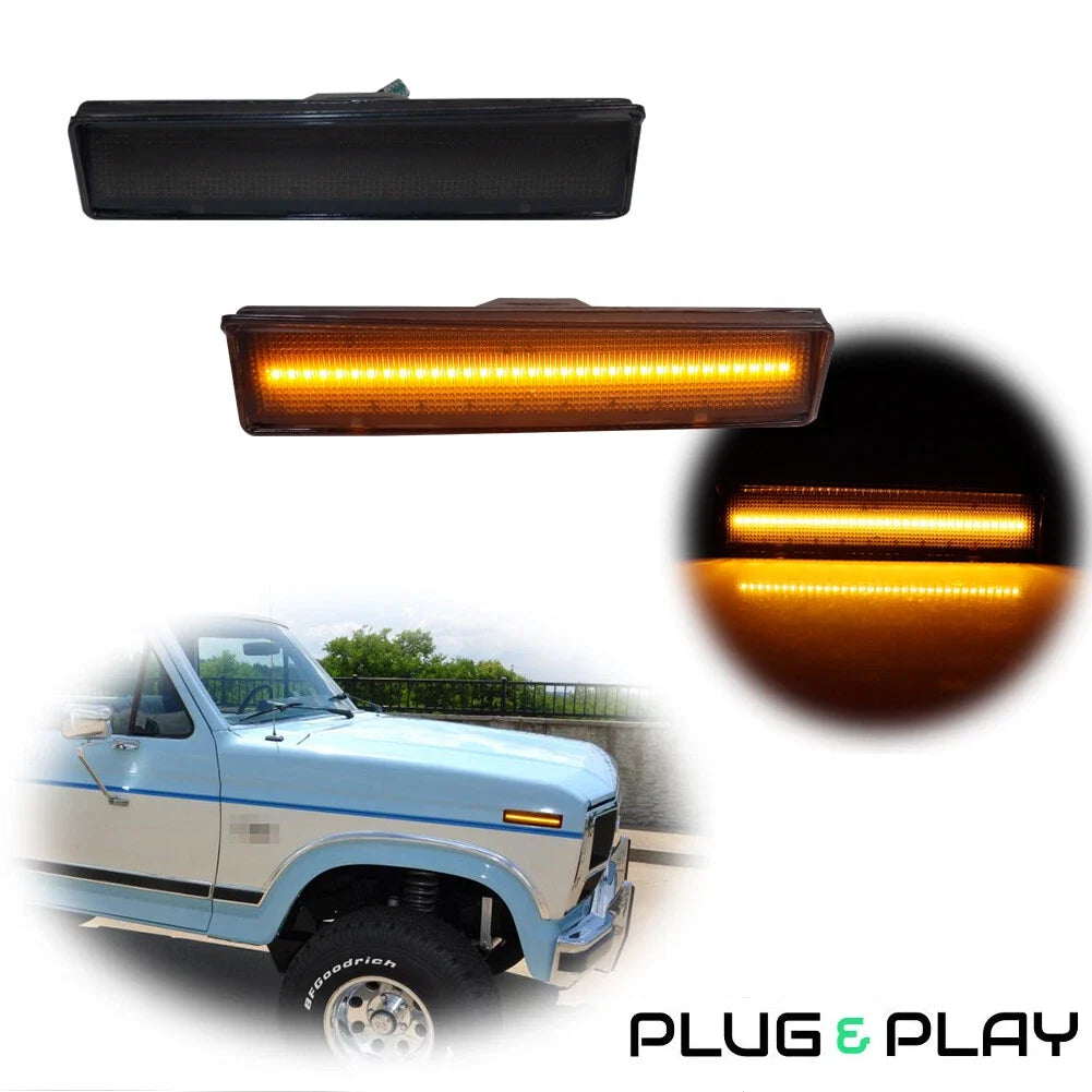 Amber LED Marker Lights for Ford Bronco F150 F250 F350 (1980–1986)