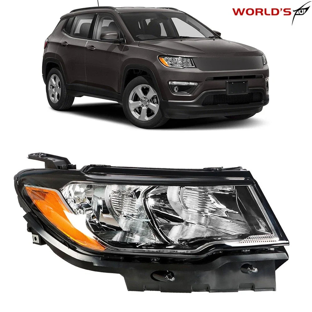 Halogen Headlight Assembly for Jeep Compass (2017–2020) Black Right Side