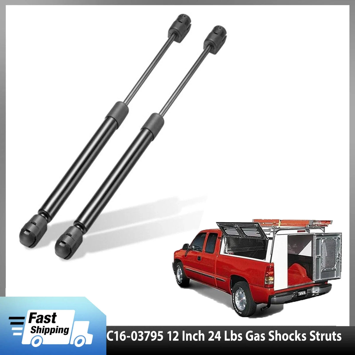 Truck Window Gas Shocks Struts 12" for Leer Camper Shell (2 Pack)
