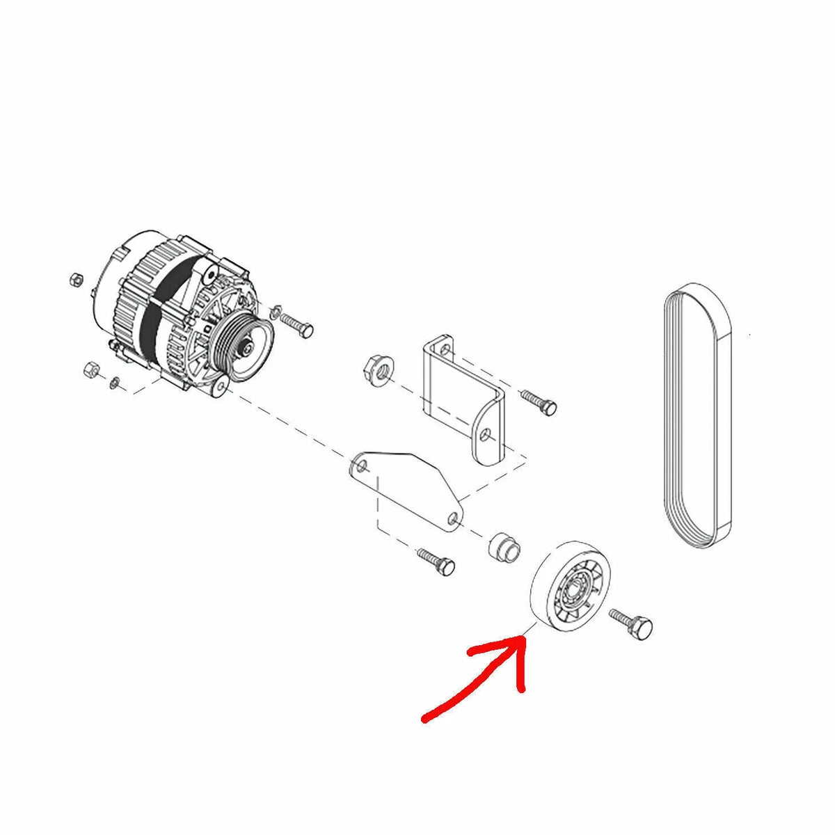 Idler Pulley with Bearing for Serpentine Belt Mercruiser 710-8M6500024, 865598