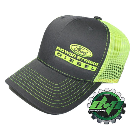 Snapback Hat - Charcoal Gray with Yellow Mesh for Ford Powerstroke