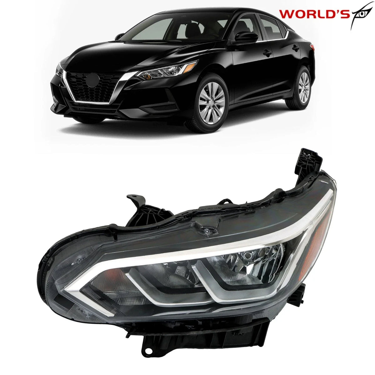 Headlight for Nissan Sentra (2020–2023) Halogen Black Driver Left