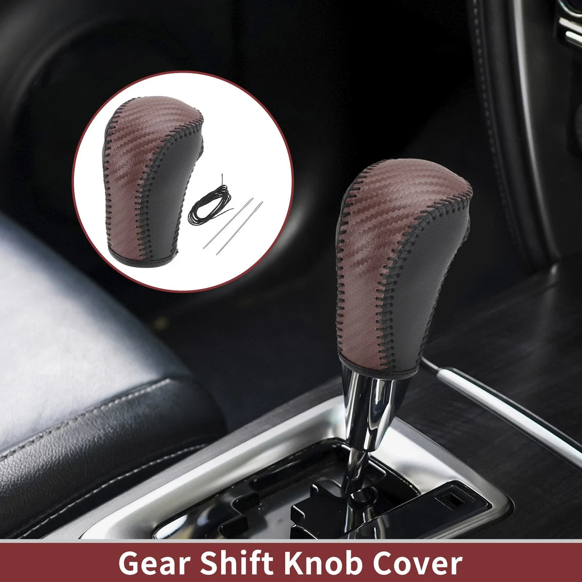 1Pc Gear Shift Knob Cover for Mazda CX-5 (2013–2014) Brown Faux Leather