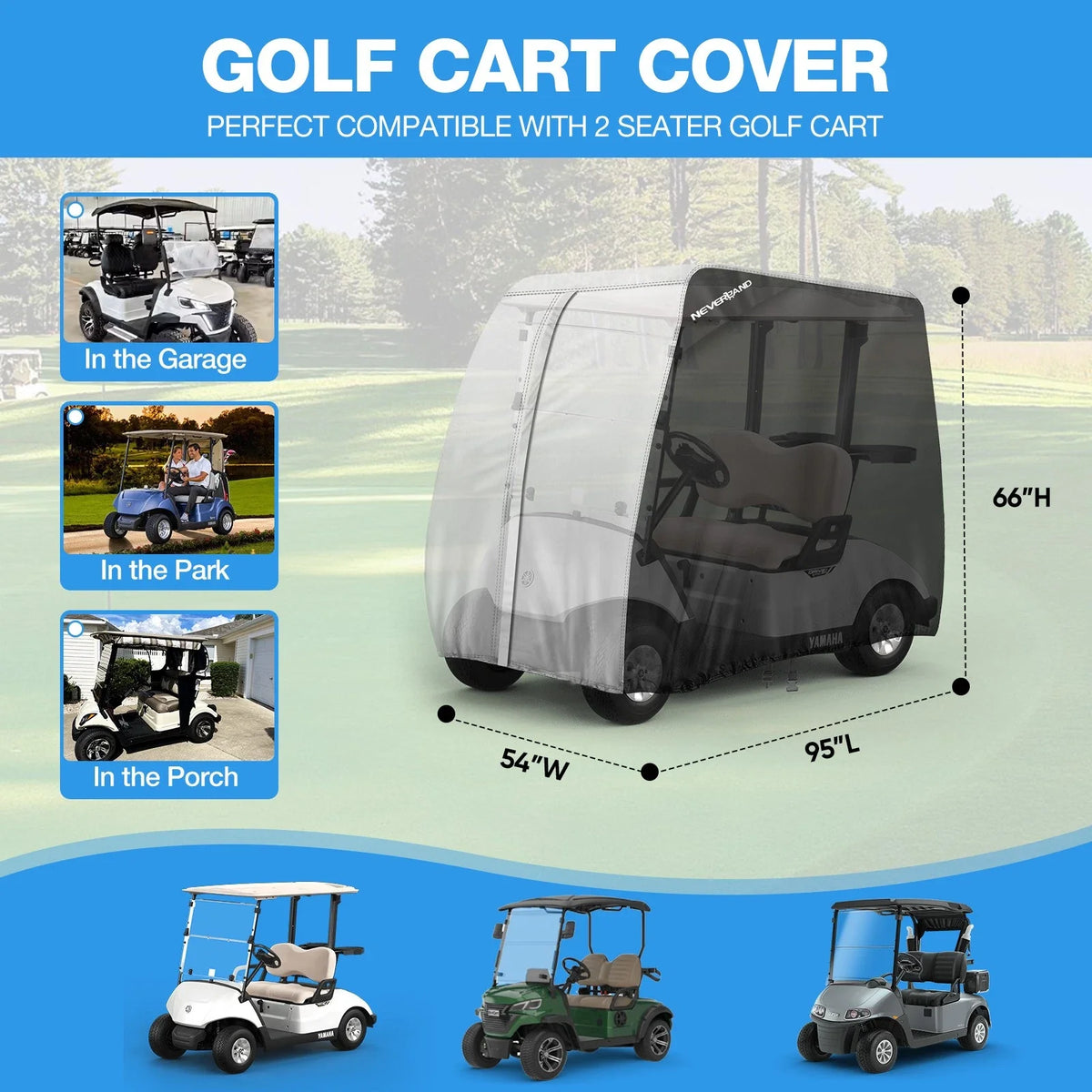 Golf Cart Cover for EZGO, Club Car, Yamaha (4 Passenger)