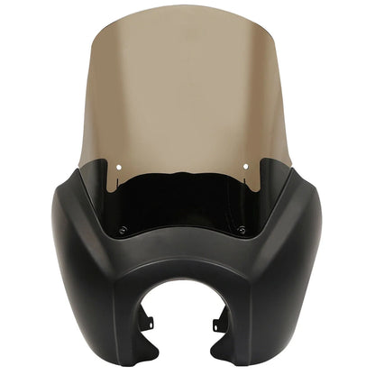 Matte Black Headlight Fairing & 15" Smoke Windshield for Harley Dyna