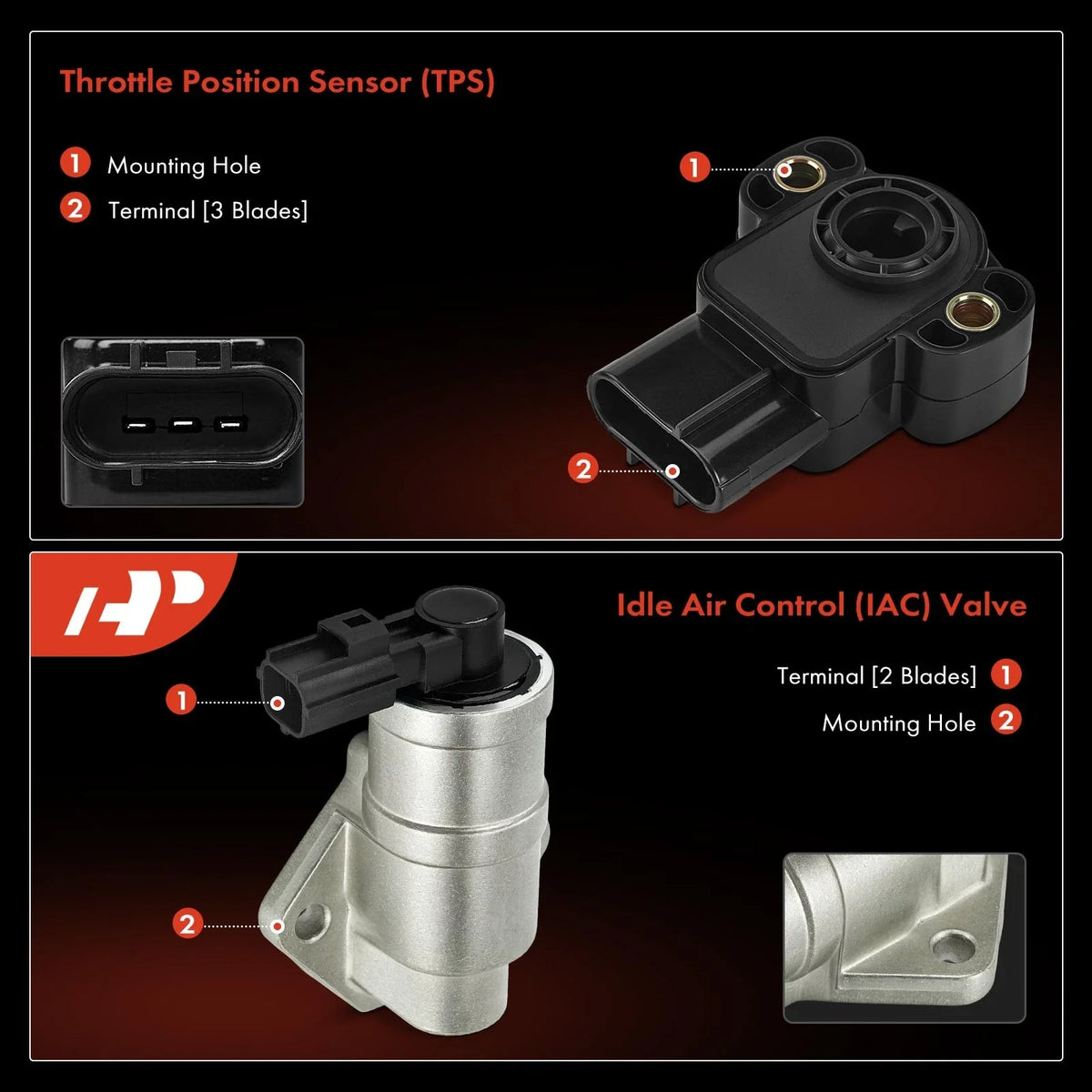 2X Throttle Position Sensor & Idle Air Control Valve for Ford 2004-2007