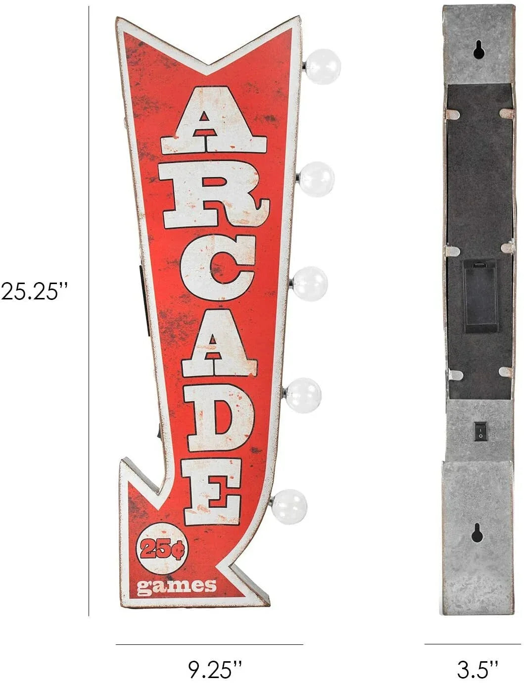 LED Arrow Sign - Double Sided Retro for Man Cave and Game Room
