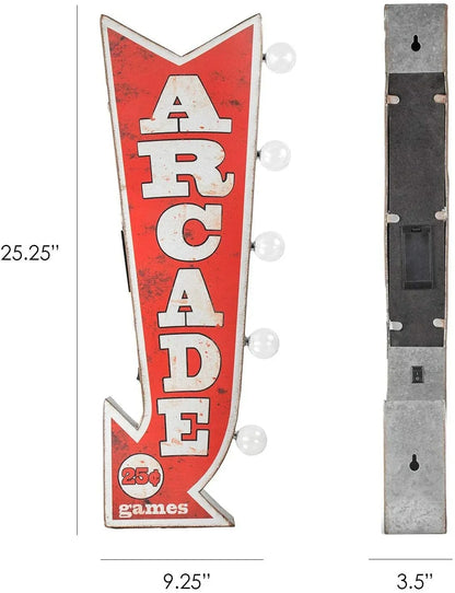 LED Arrow Sign - Double Sided Retro for Man Cave and Game Room