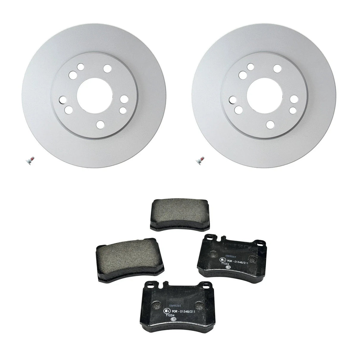 Hella Front 284mm Rotors & Low-Met Disc Brake Pad Kit for W107 560SL (1986–1989)