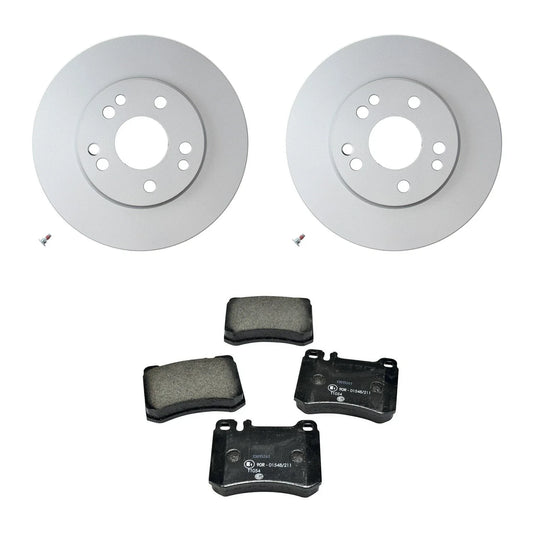 Hella Front 284mm Rotors & Low-Met Disc Brake Pad Kit for W107 560SL (1986–1989)