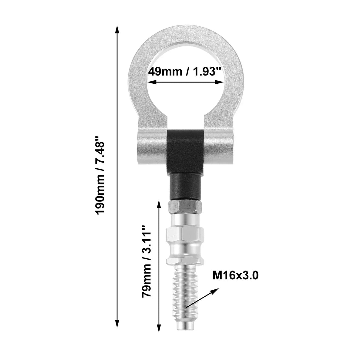 Silver Tone Screw-On Tow Hook for BMW 325i 335i Front Bumper