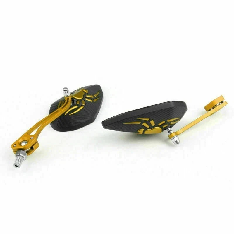 Gold Side Mirrors for Motorcycle Rear View 8mm 10mm Universal