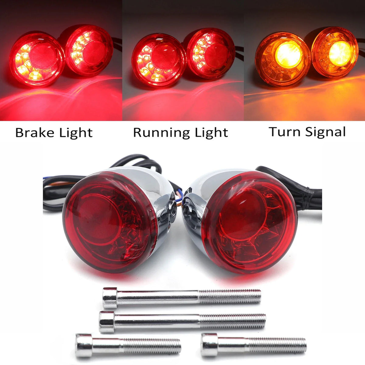 LED Rear Turn Signal Brake Indicator in Red for Harley FXDB FXDWG 2002-2008