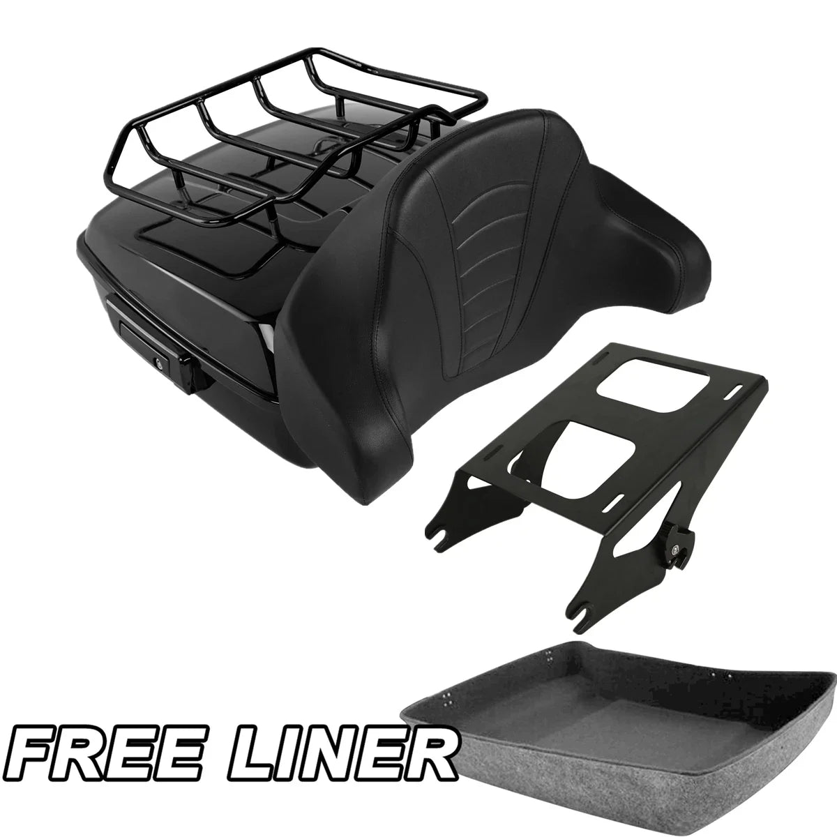 Chopped Trunk Backrest Pad Mount Rack for 2014-2025 Harley Road Glide