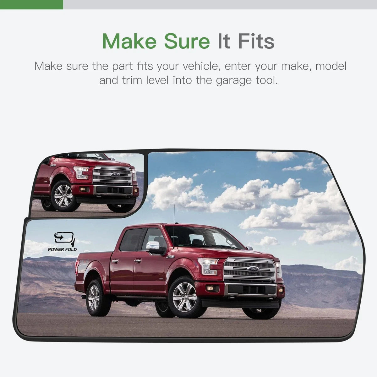 Driver Side View Mirror Glass Assembly for Ford F150 2011-2014