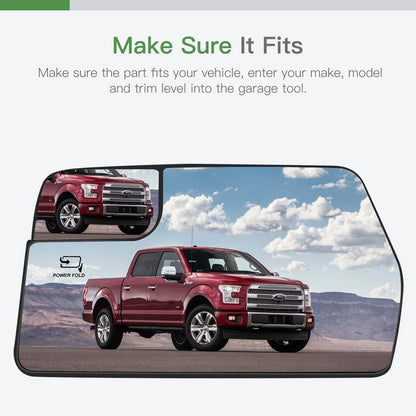 Driver Side View Mirror Glass Assembly for Ford F150 2011-2014