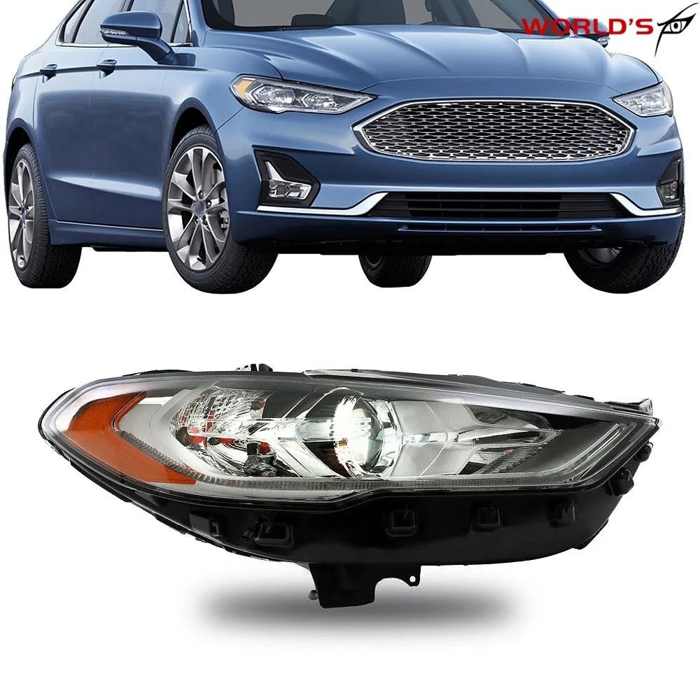 Halogen Headlight with LED DRL for Ford Fusion (2017–2019) Chrome Housing
