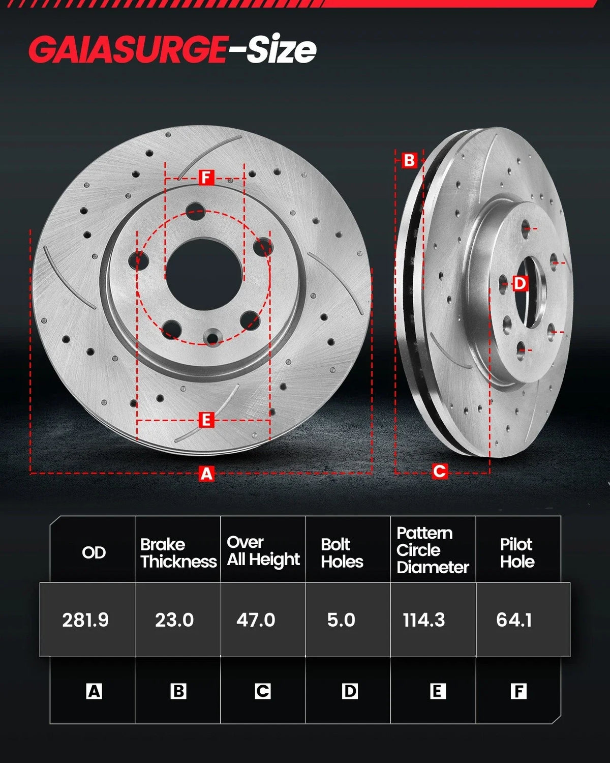 Front Brake Rotors (Drilled) and Ceramic Pads for Honda Civic 2013-2018