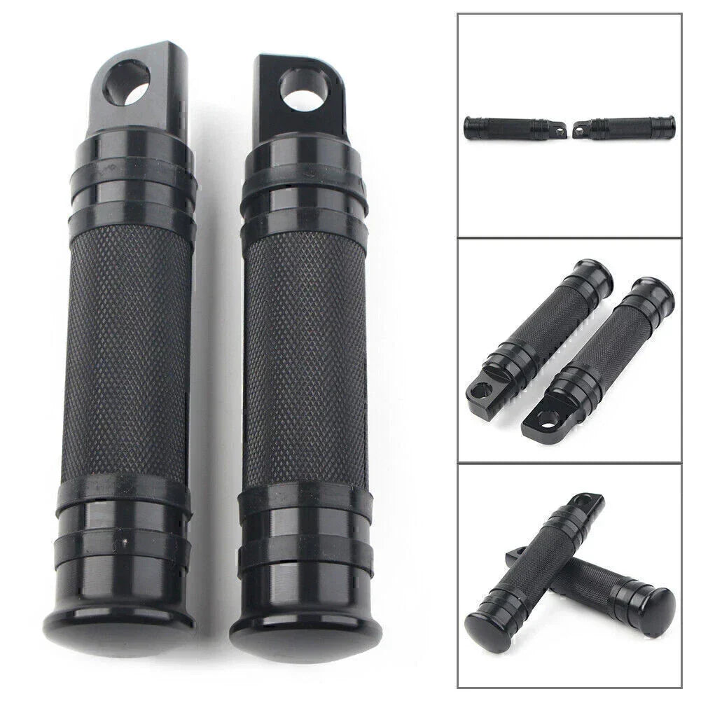 Foot Pegs - Black Aluminum for Harley Motorcycle (Fits Various Models)