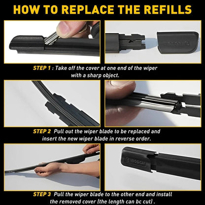 Frameless Wiper Blade Refills 28in - Set of 4 Rubber