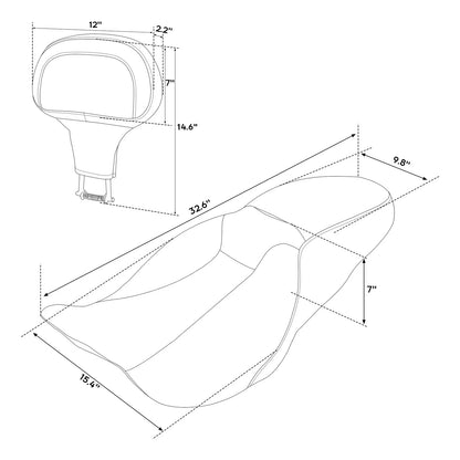 Black Driver Passenger Seat & Backrest for Harley Electra Glide (2009–2023)