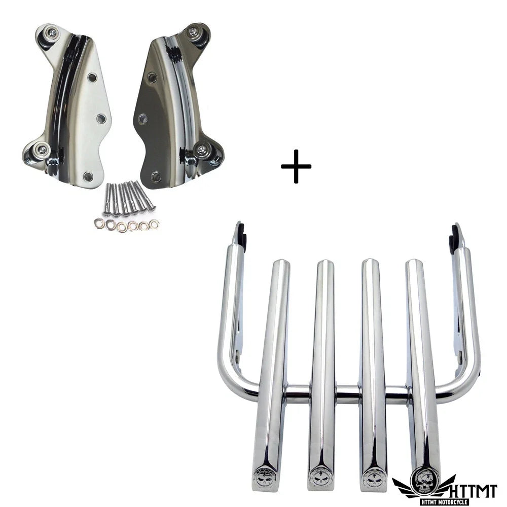 Detachable Chrome Skull Luggage Rack for Harley Touring 2009-2013