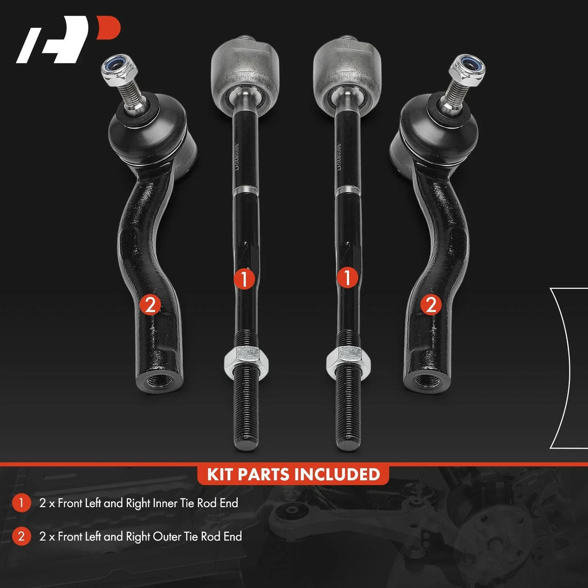 Tie Rod End Set of 4 for Nissan Sentra (2007-2012)