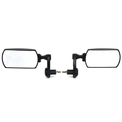 Set of 2 Black 7/8" 22mm Rectangle Rear View Mirrors for Motorcycle
