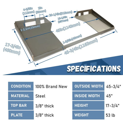 Quick Tach 3/8" Cut-Out Mount Plate for Bobcat and Kubota