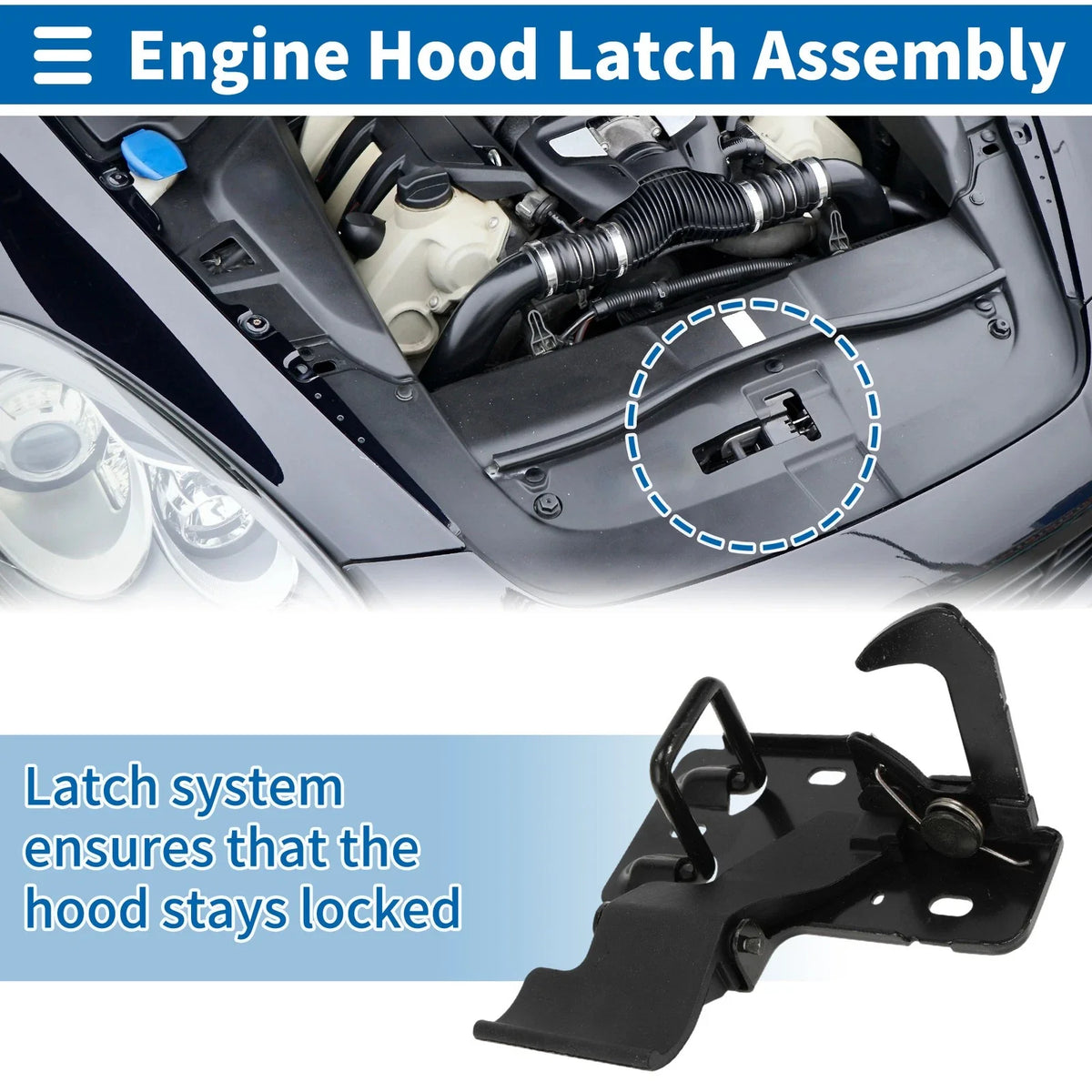 Hood Latch Assembly for Volkswagen Touareg (2002–2010) 6Q0823480A
