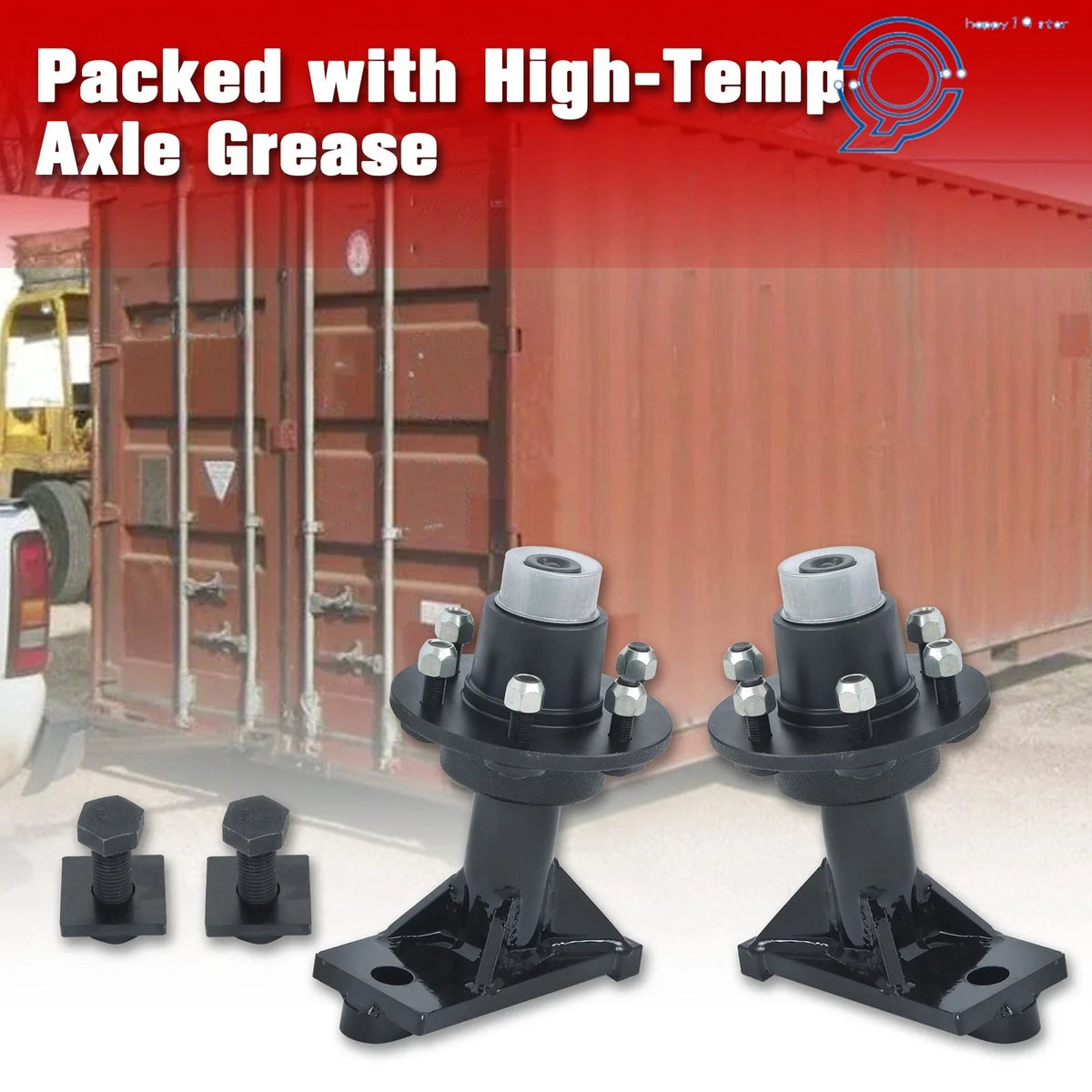 Set of 4 Heavy-Duty Container Wheels with Bolt-On Axle Hub Kit