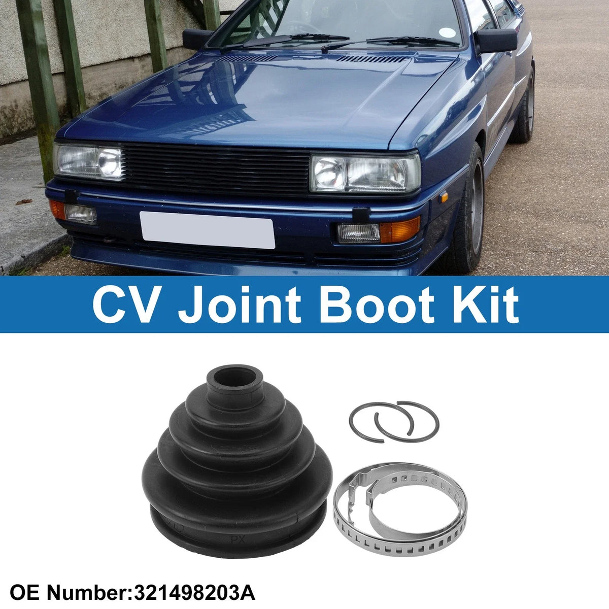 Outer CV Joint Boot Kit with Clamps for Audi Coupe (1984–1987) 321498203A