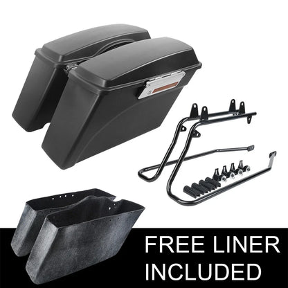 Matte Black Saddlebags with Conversion Brackets for Harley Softail 1986-2017