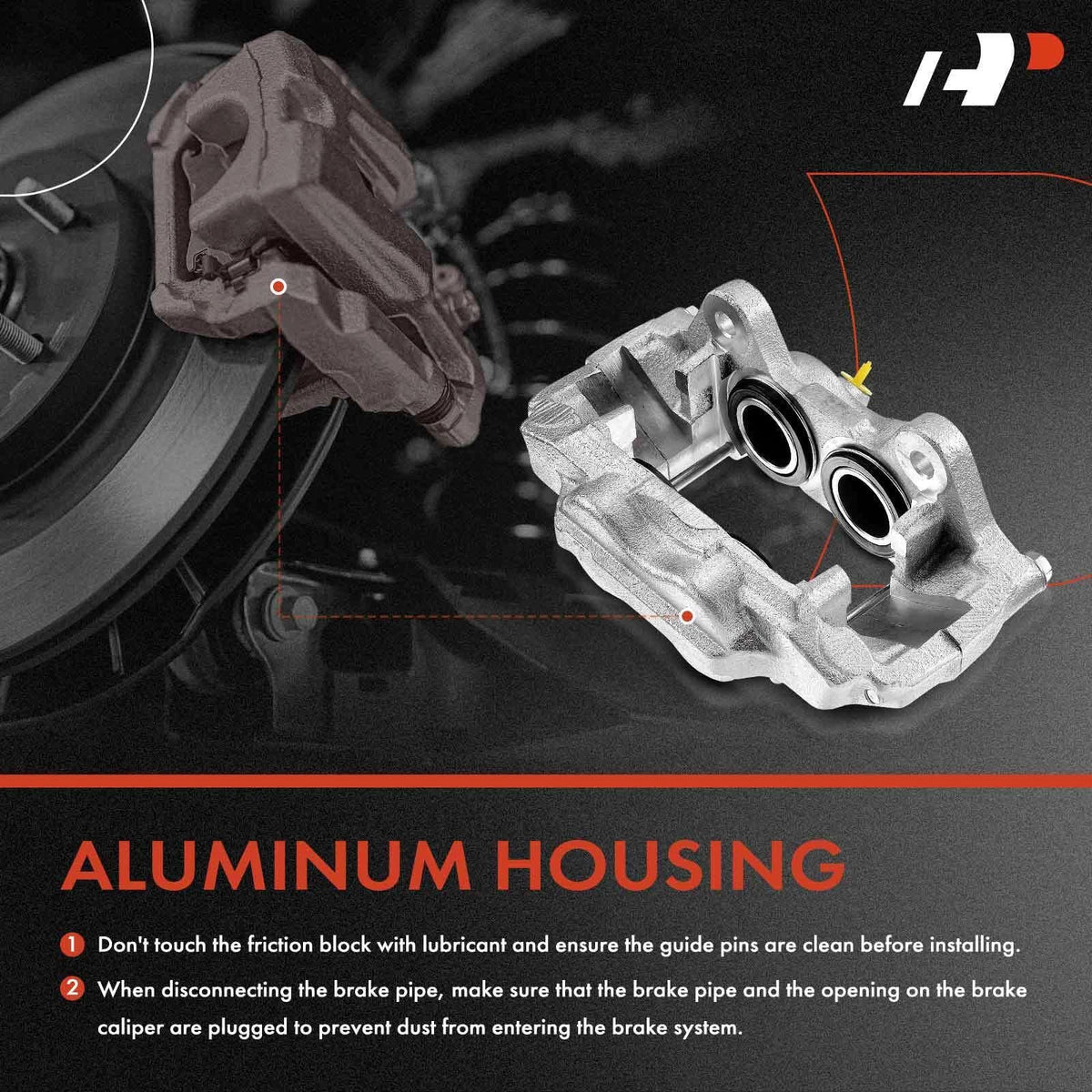 Front Brake Caliper Pair with 4 Pistons for 2015-2021 Ford Mustang
