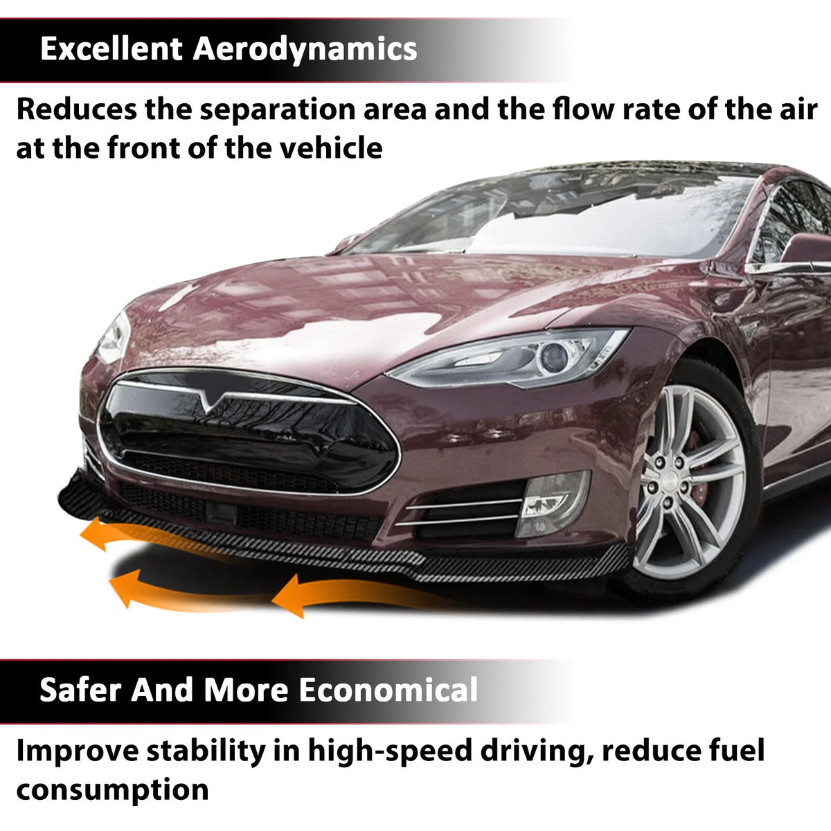 Carbon Fiber Front Bumper Lip Kit for Model S Sedan (2012–2017) Tesla