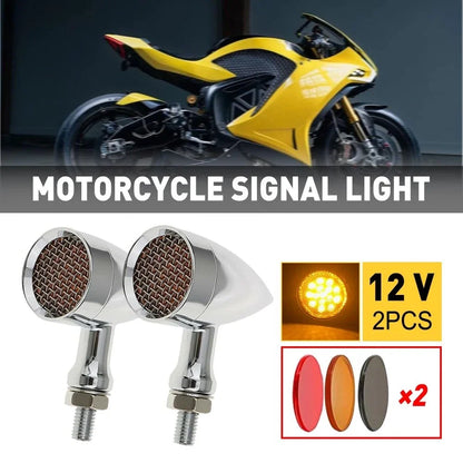 Chrome Amber LED Turn Signal Lights 2X for Harley Motorcycle