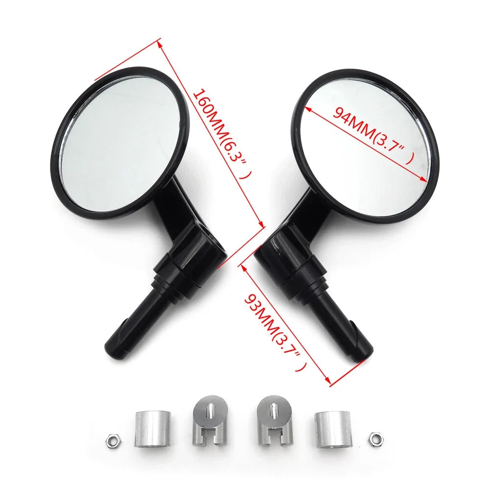 Round Bar End Mirror for Harley (7/8", 1", 22mm, 25mm) Diamond Cut