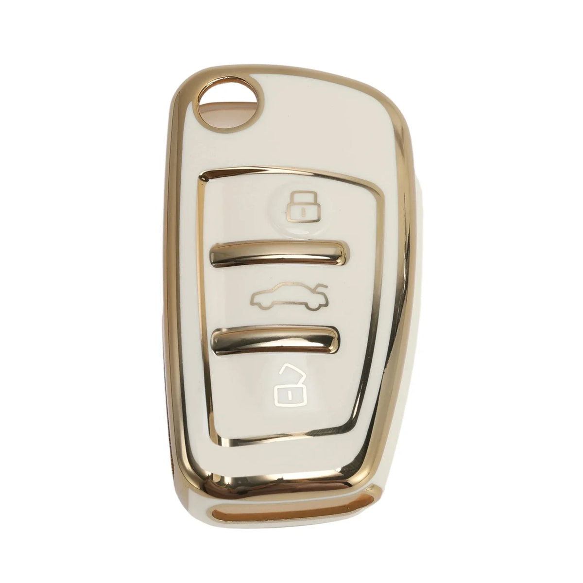 White Gold Tone TPU Silicone Car Key Case for Audi A1/A2 (3 Buttons)