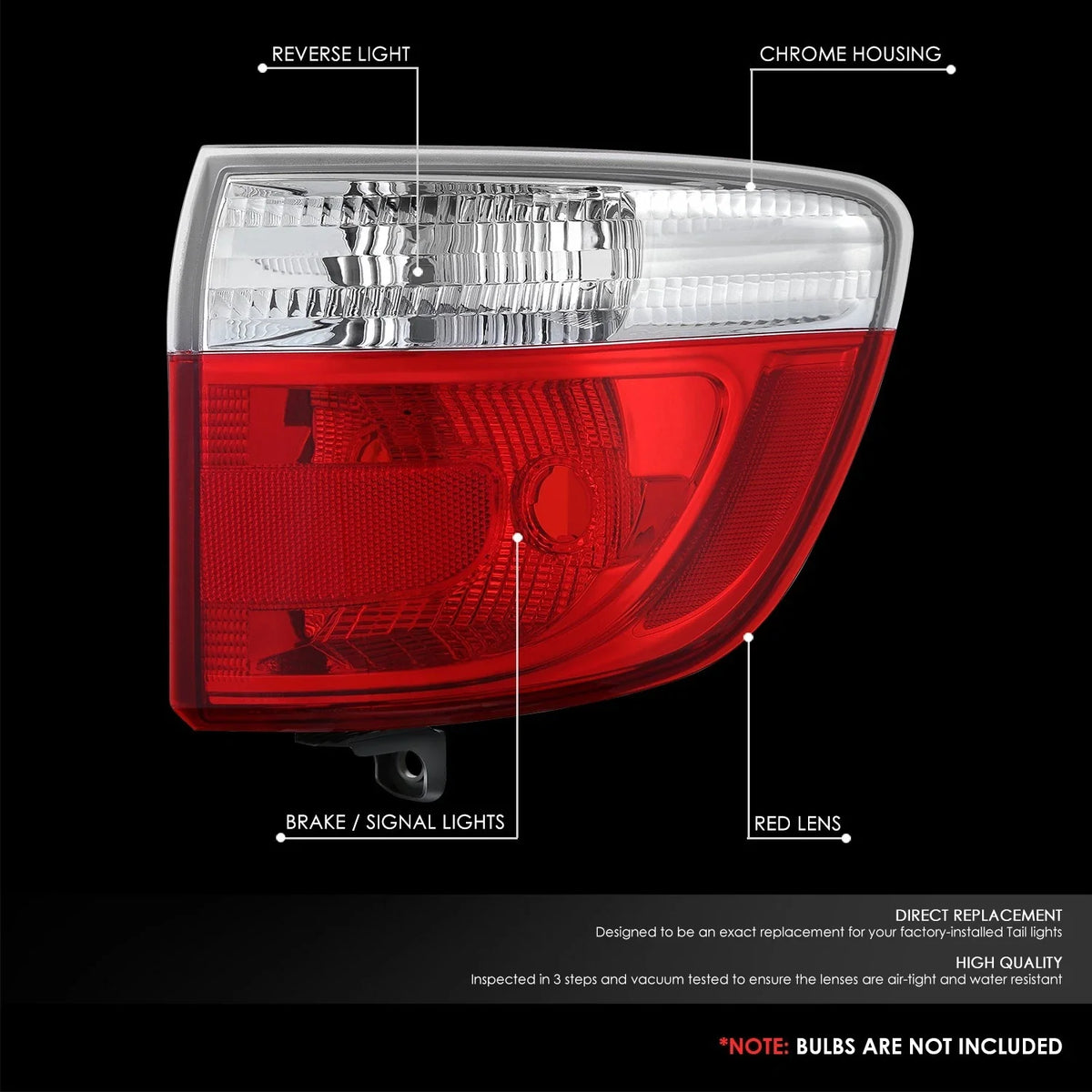 Right Side Tail Light for Dodge Durango (2011–2013) OE Style Chrome Red Lens