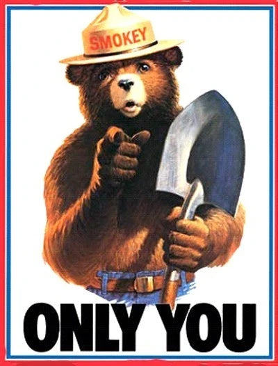 Vintage Smokey Bear Fire Prevention Tin Metal Sign 834