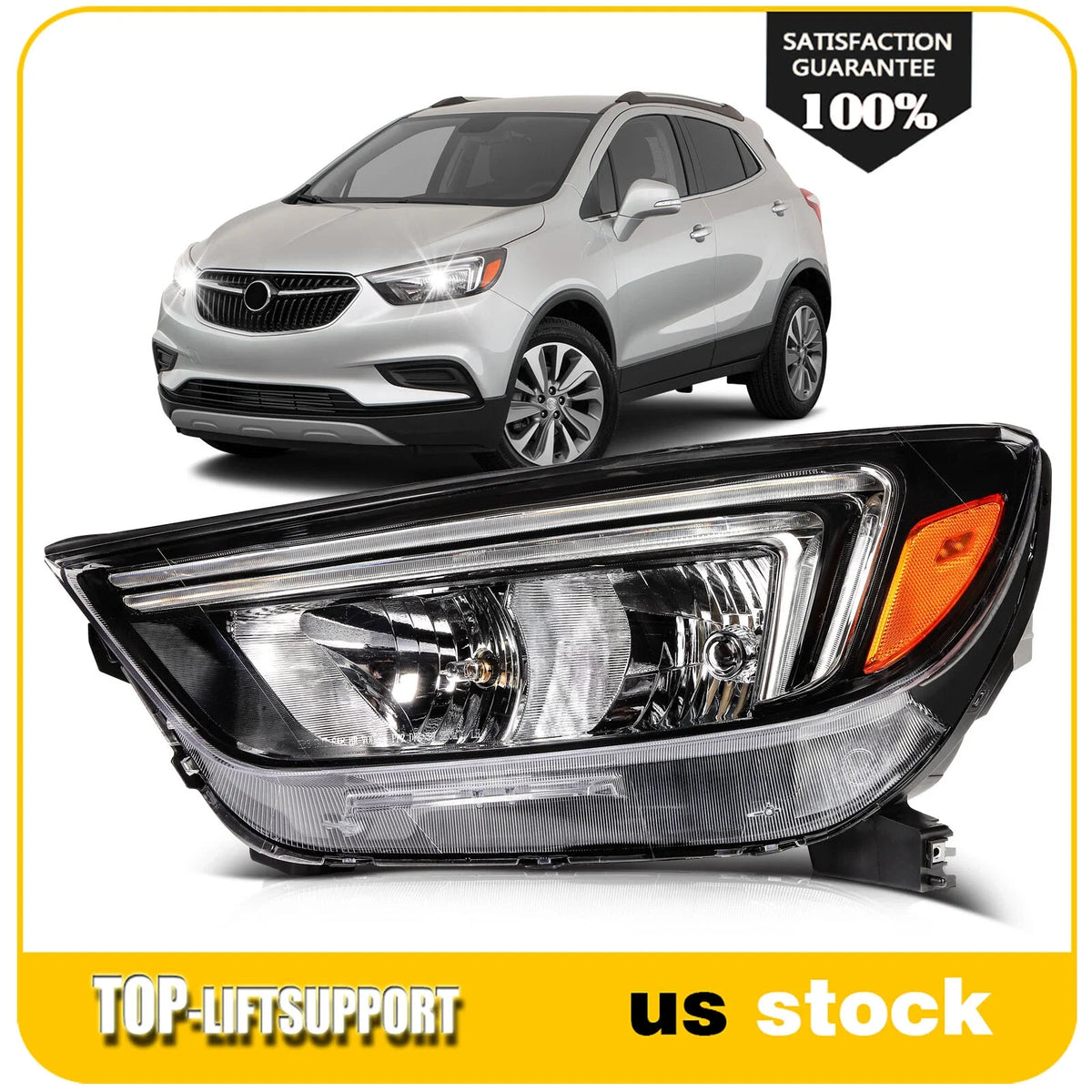 Left Driver Side Headlights for Buick Encore (2017–2022) Black Housing