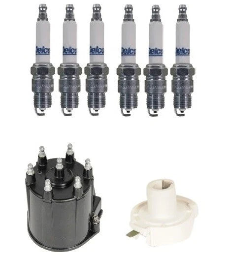 Distributor Rotor Cap & Spark Plugs Kit for Buick Cadillac Chevy Oldsmobile