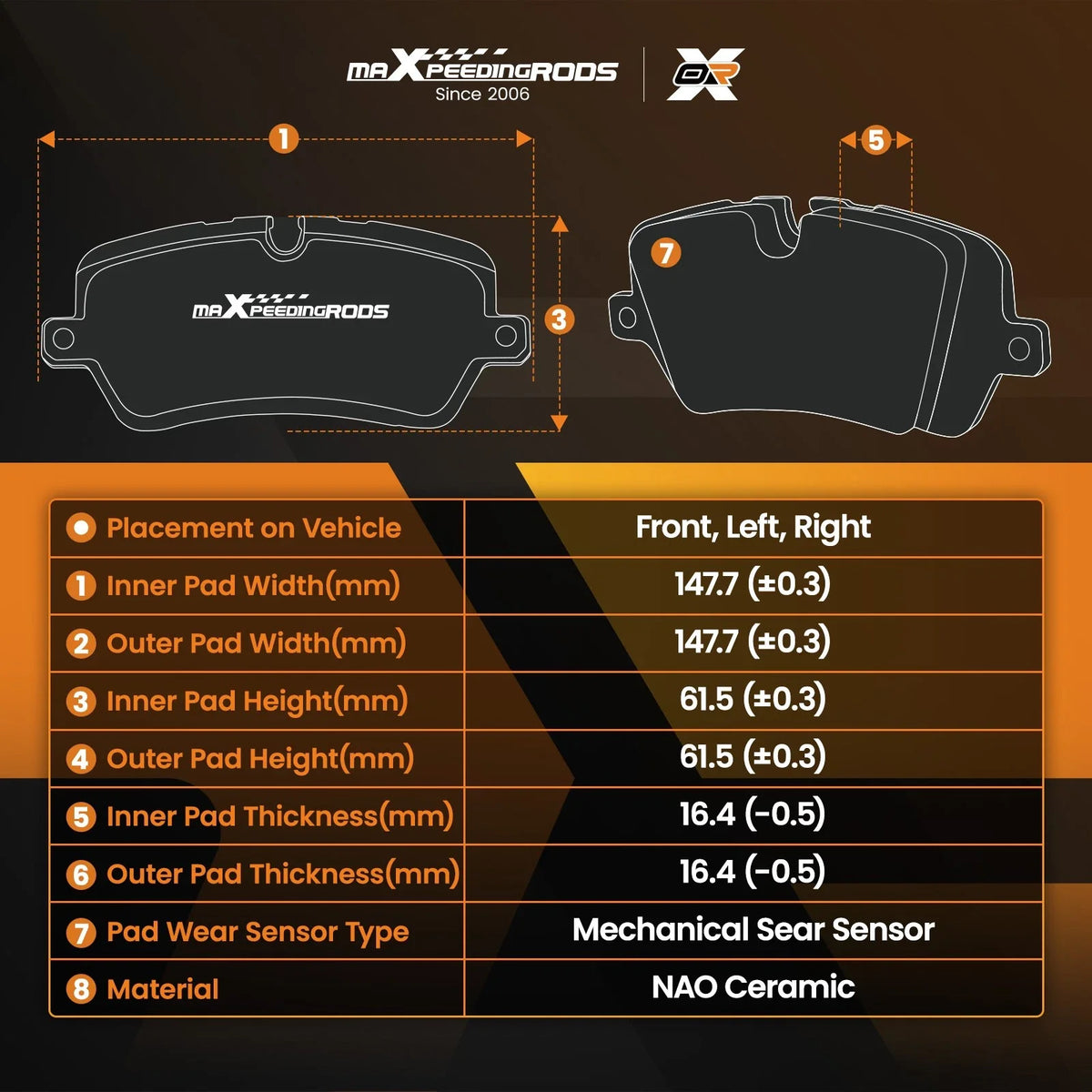 Front Ceramic Brake Pad Set for Pontiac Montana, Grand Prix, DeVille 1997-2007