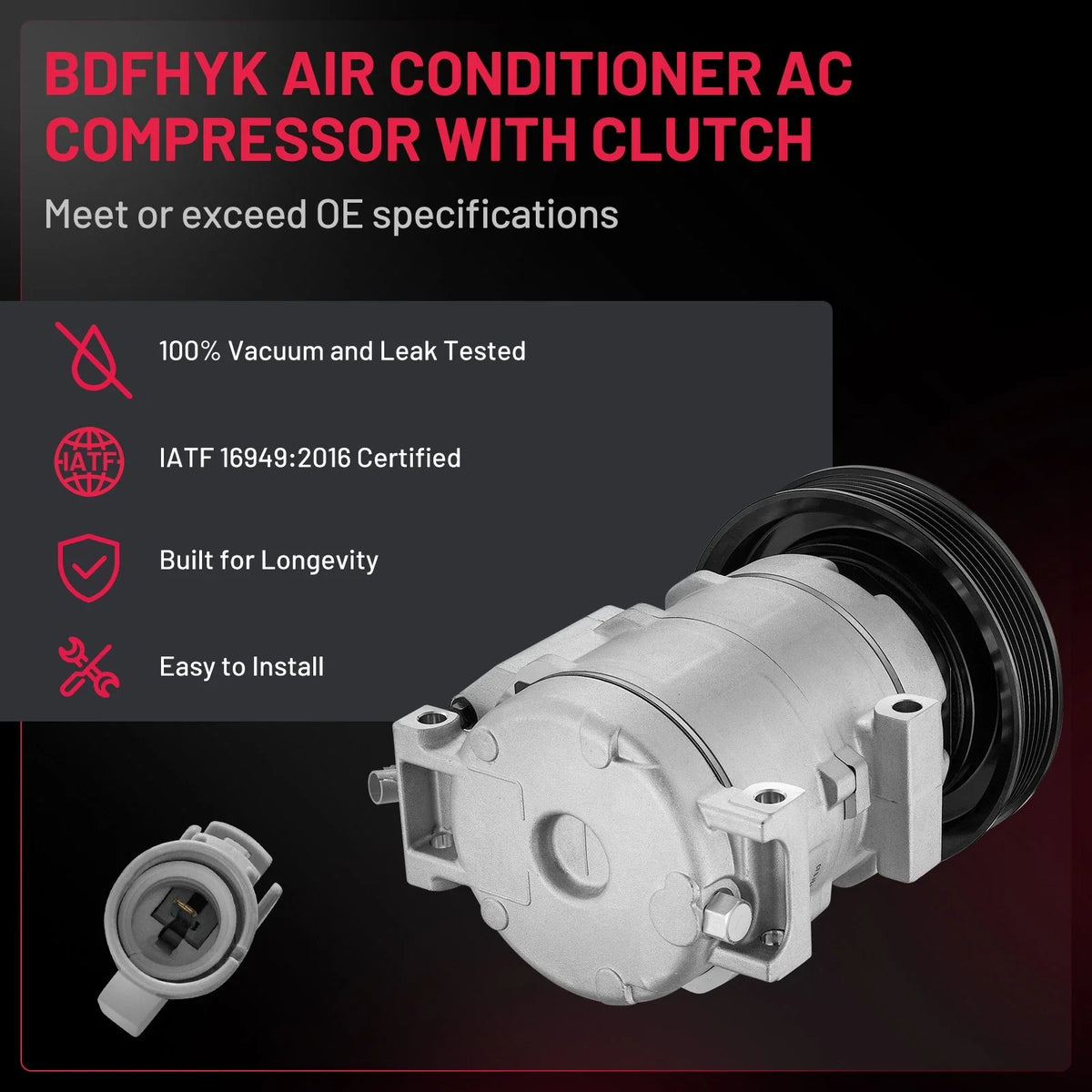 A/C Compressor with Clutch for Toyota Corolla Matrix (2003–2008) CO 27000C