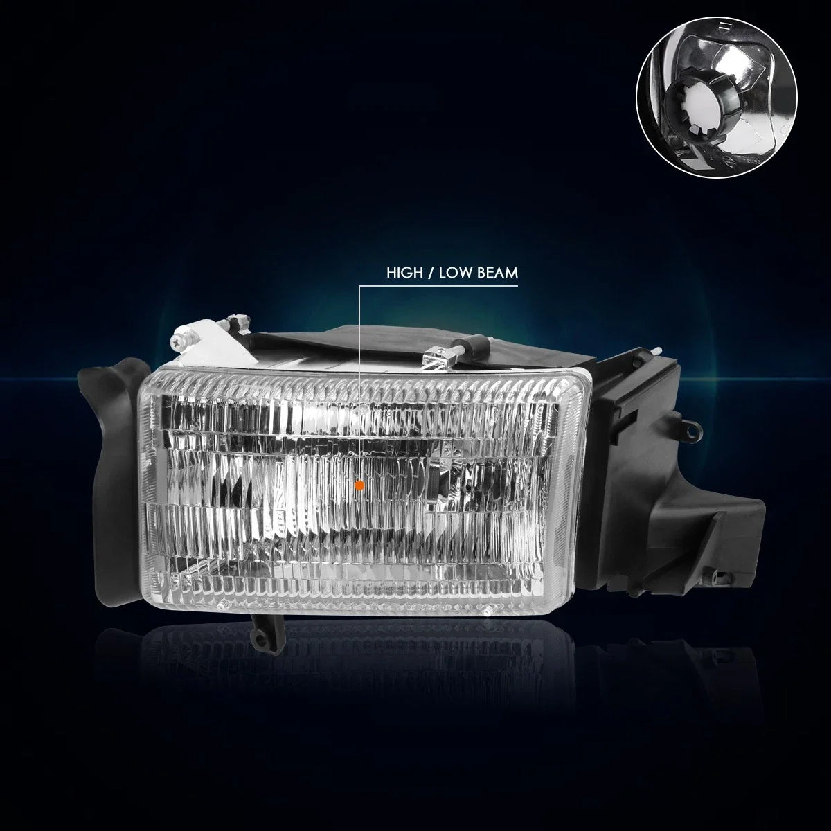 Replacement Headlight for 1994–2002 Dodge Ram 1500-3500, Chrome Housing
