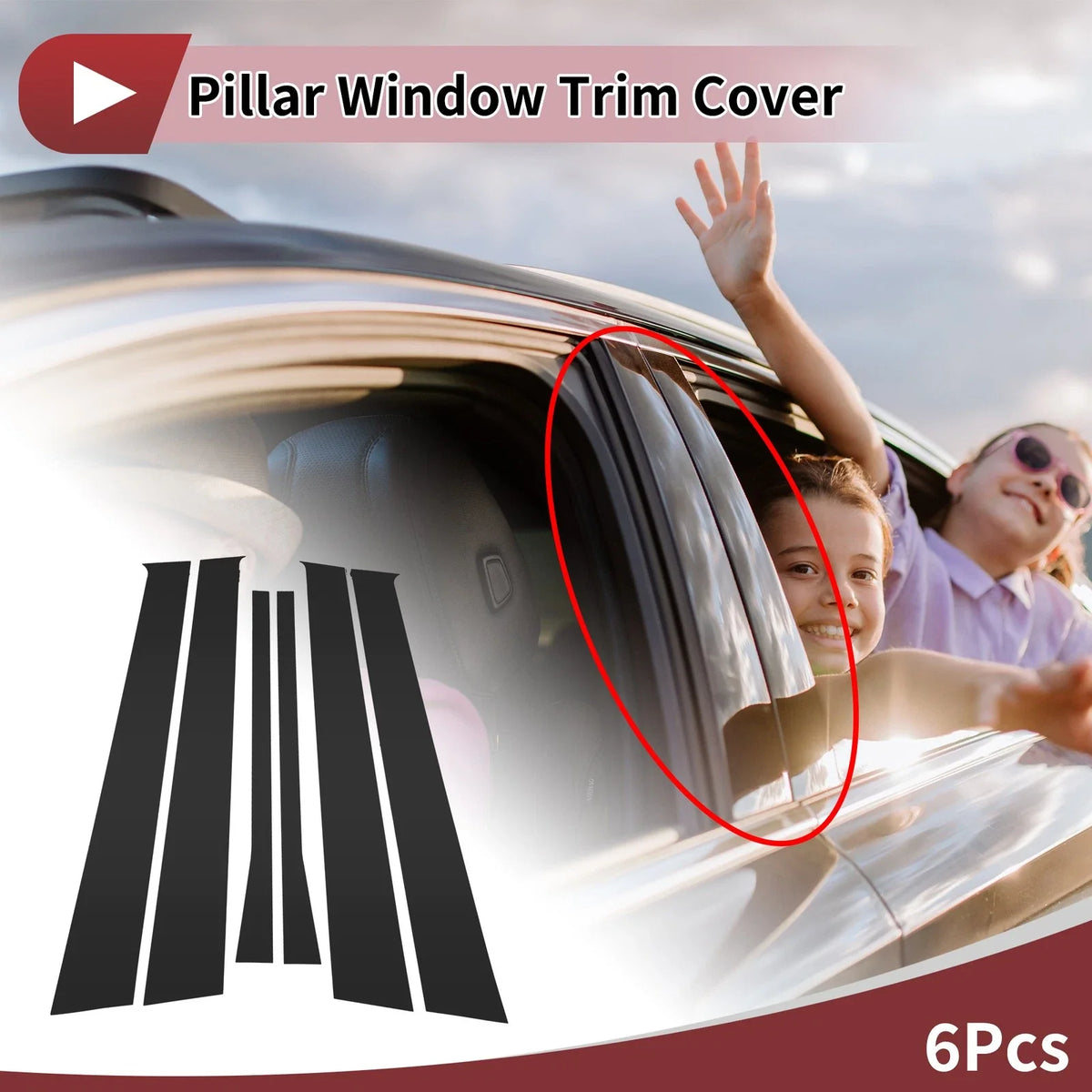 Set of 6 Door Pillar Window Trim for Volkswagen Golf 4 (1997–2006) Black