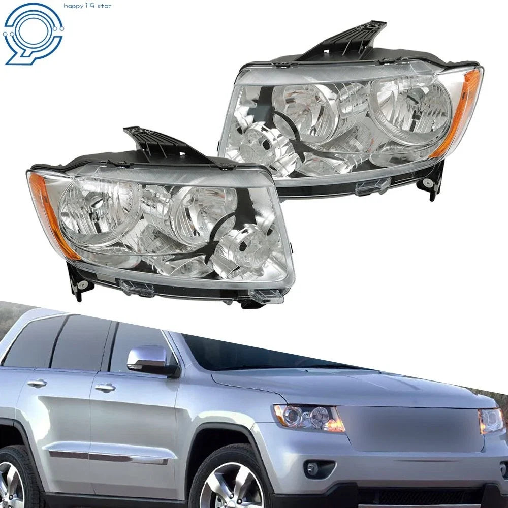 Halogen Headlights Pair Chrome for Jeep Grand Cherokee Compass (2011–2017)
